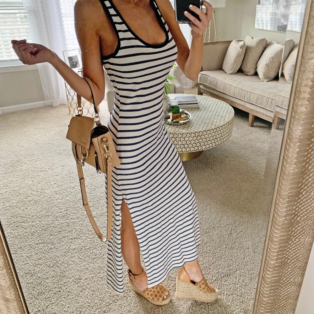 Finn & Clover Maxi Dress Medium Blue Striped